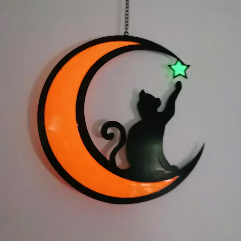 MysticPaws Kat & Halvmåne Lampe – Magisk Stemningslys til Hyggelig Indretning