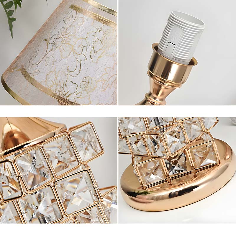 CrystGlow - Guld Krystal-inspireret sengelampe