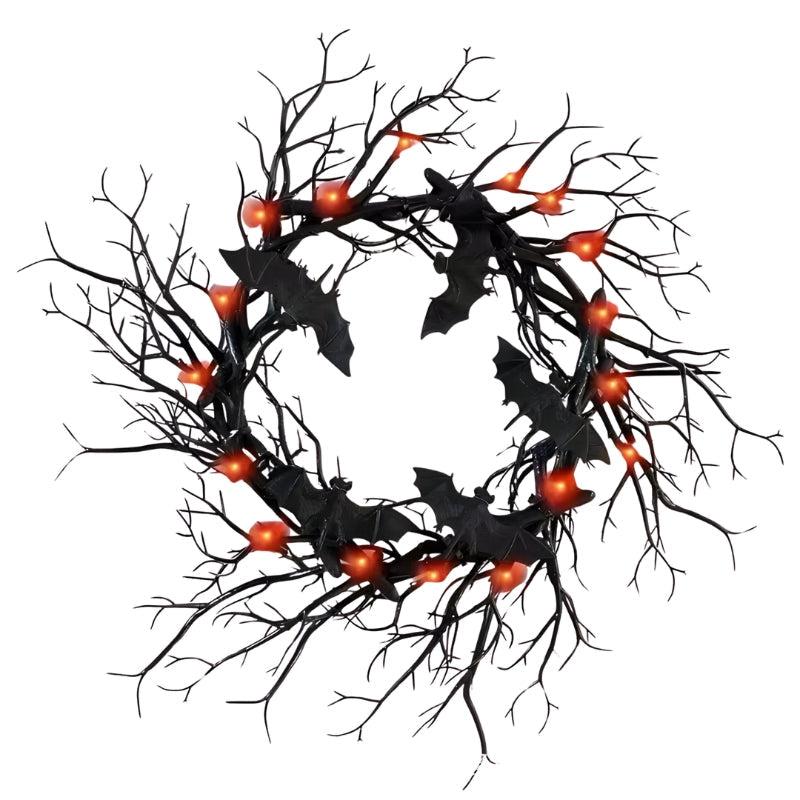 SpiderSpook LED Halloweenkrans – Vampyr- & Edderkop‑Dekoration til døre & vinduer