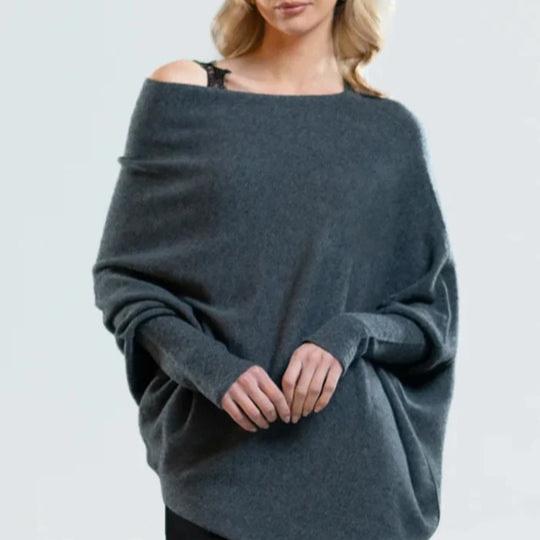 Larina - Overdimensioneret draperet sweater med rund hals