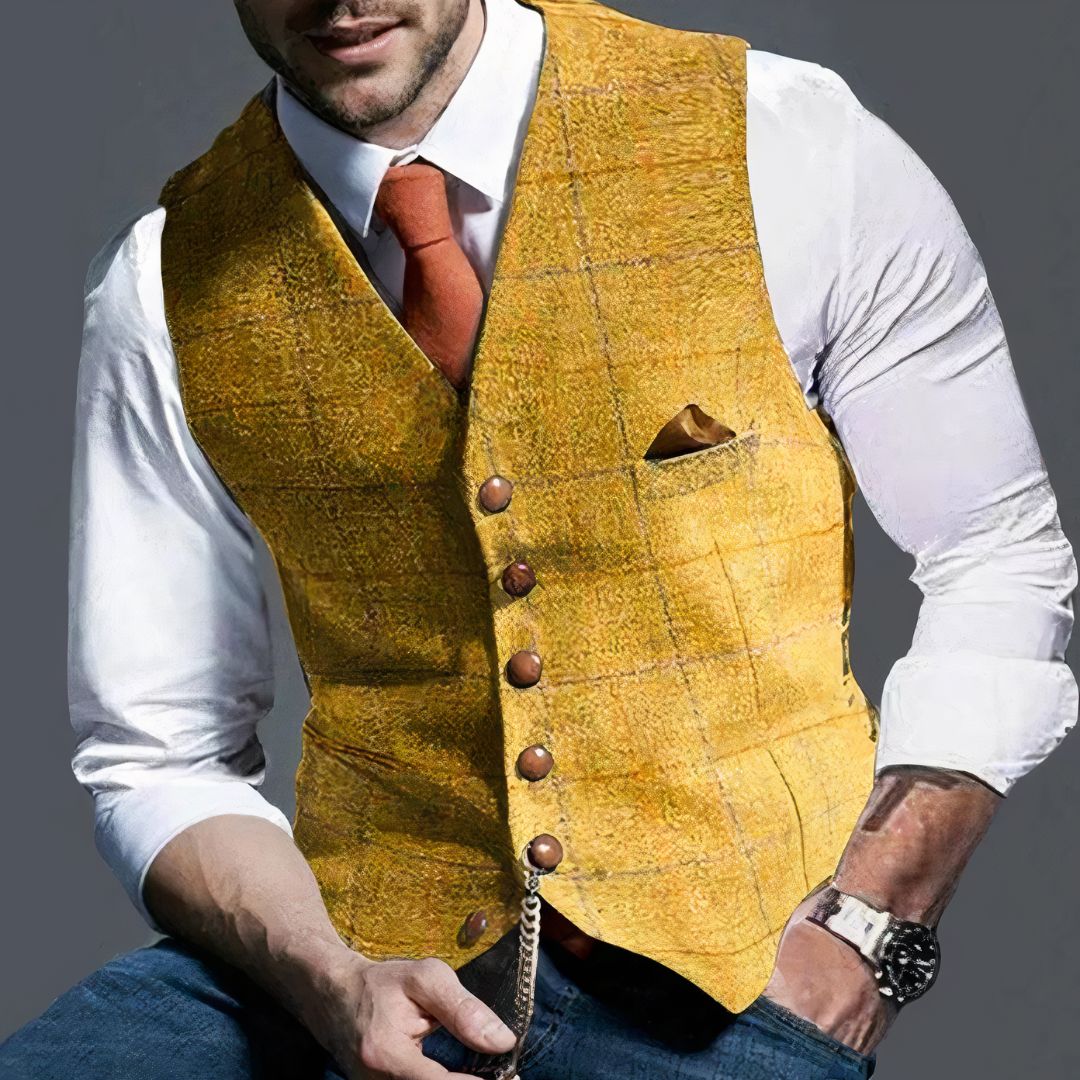 Levi - Klassisk tweed vest med kærv revers