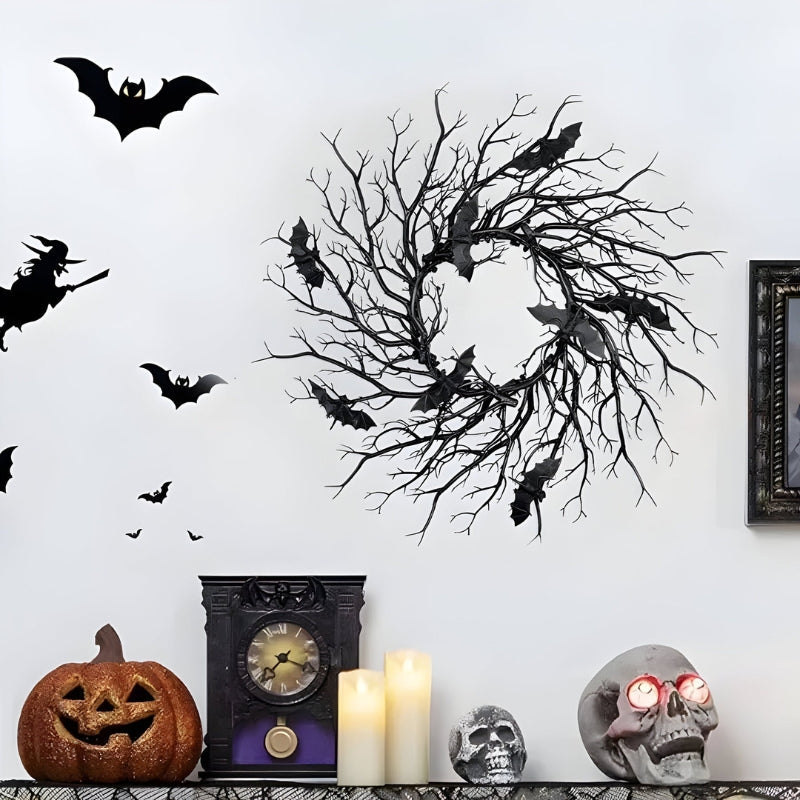 SpiderSpook LED Halloweenkrans – Vampyr- & Edderkop‑Dekoration til døre & vinduer
