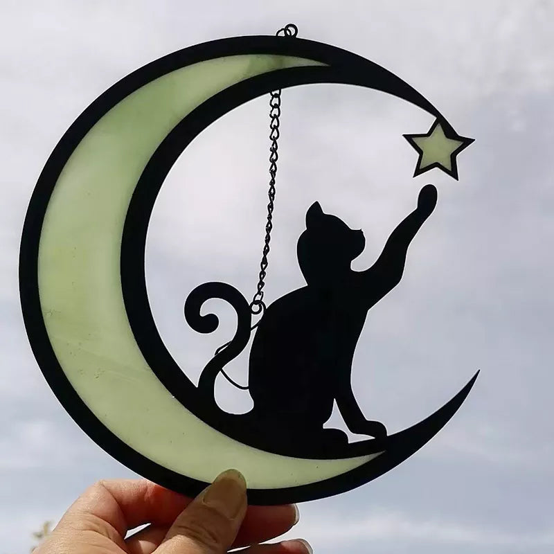 MysticPaws Kat & Halvmåne Lampe – Magisk Stemningslys til Hyggelig Indretning
