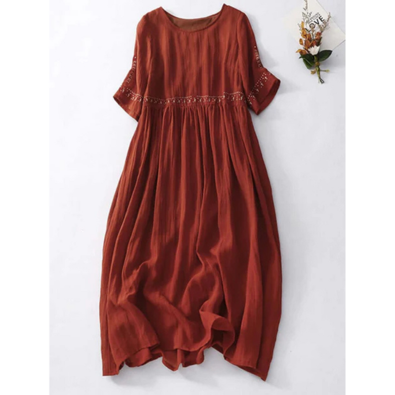 Audrey - Boho Broderet Midikjole