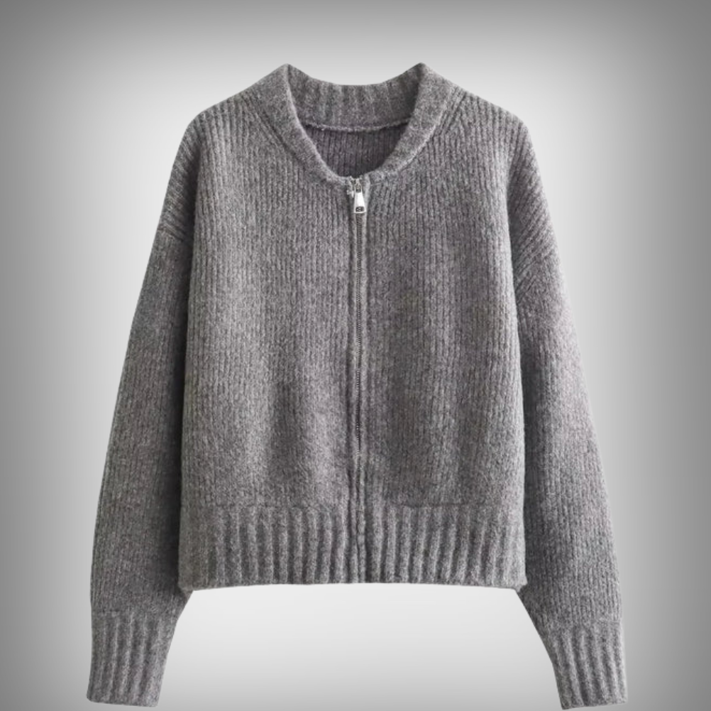 Helle - Klassisk langærmet vintagevest med lynlås