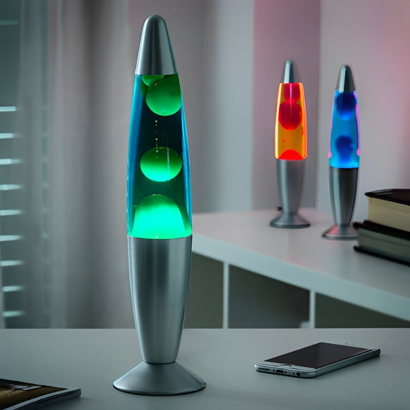 NovaGlow - Elegant Slank Lava Lampe med Farvet Voks