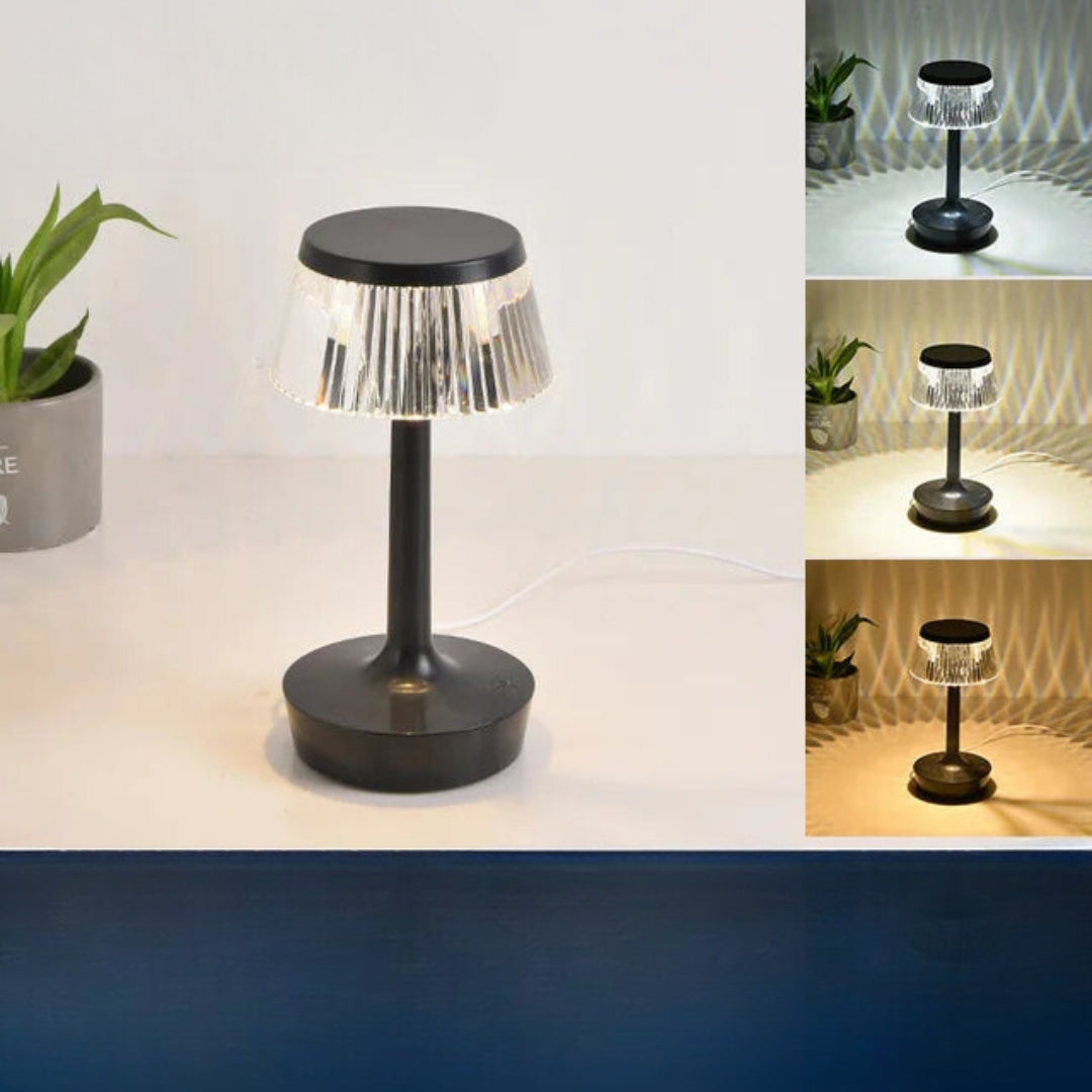 Genopladelig bordlampe i krystal