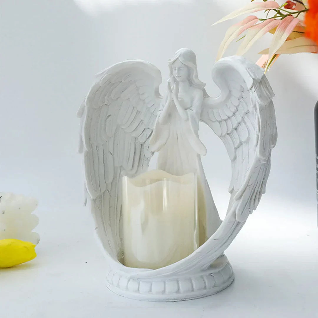 AngelAura Elegant Englefigur med Lysestage – Stemningsfuld Dekoration