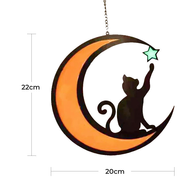 MysticPaws Kat & Halvmåne Lampe – Magisk Stemningslys til Hyggelig Indretning