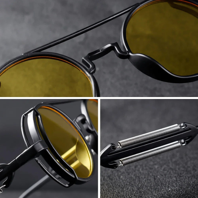 GearGaze - Steampunk-inspirerede runde metalsolbriller