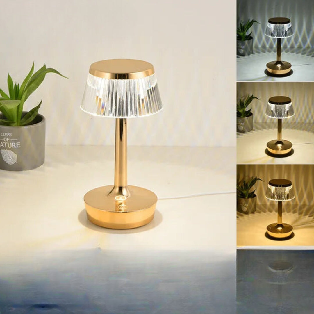 Genopladelig bordlampe i krystal