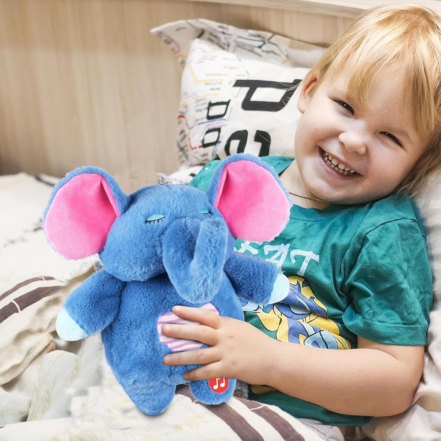 Sovetryg Plys Elefant – Beroligende Bamse med Åndedræt, Lys og Lyd