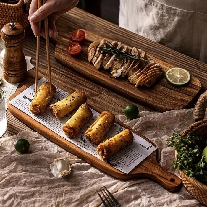 RusticChef - Træskærebræt med håndtag til madlavning og servering
