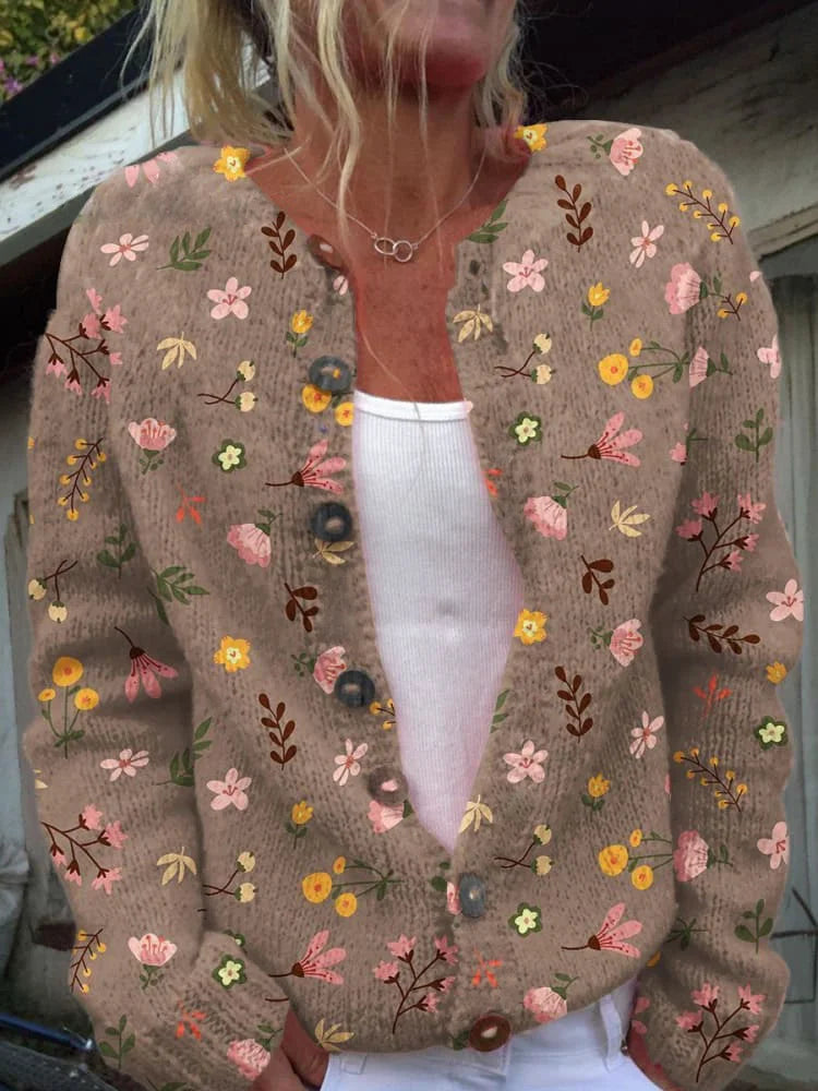 Ave - Langærmet blomstercardigan