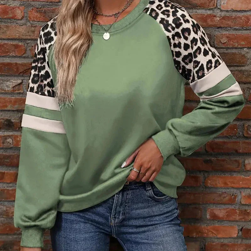 Luna Casual Langærmet Sweatshirt med Leopardmønster