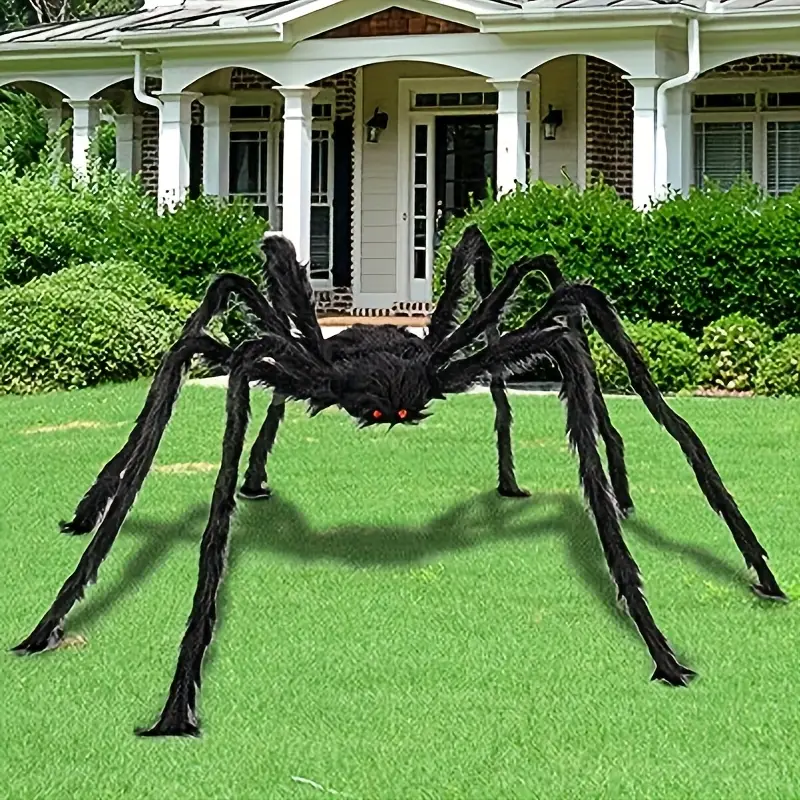 DarkCrawl Kæmpe Edderkop 150 cm – Sort Halloween Dekoration til Hus og Have