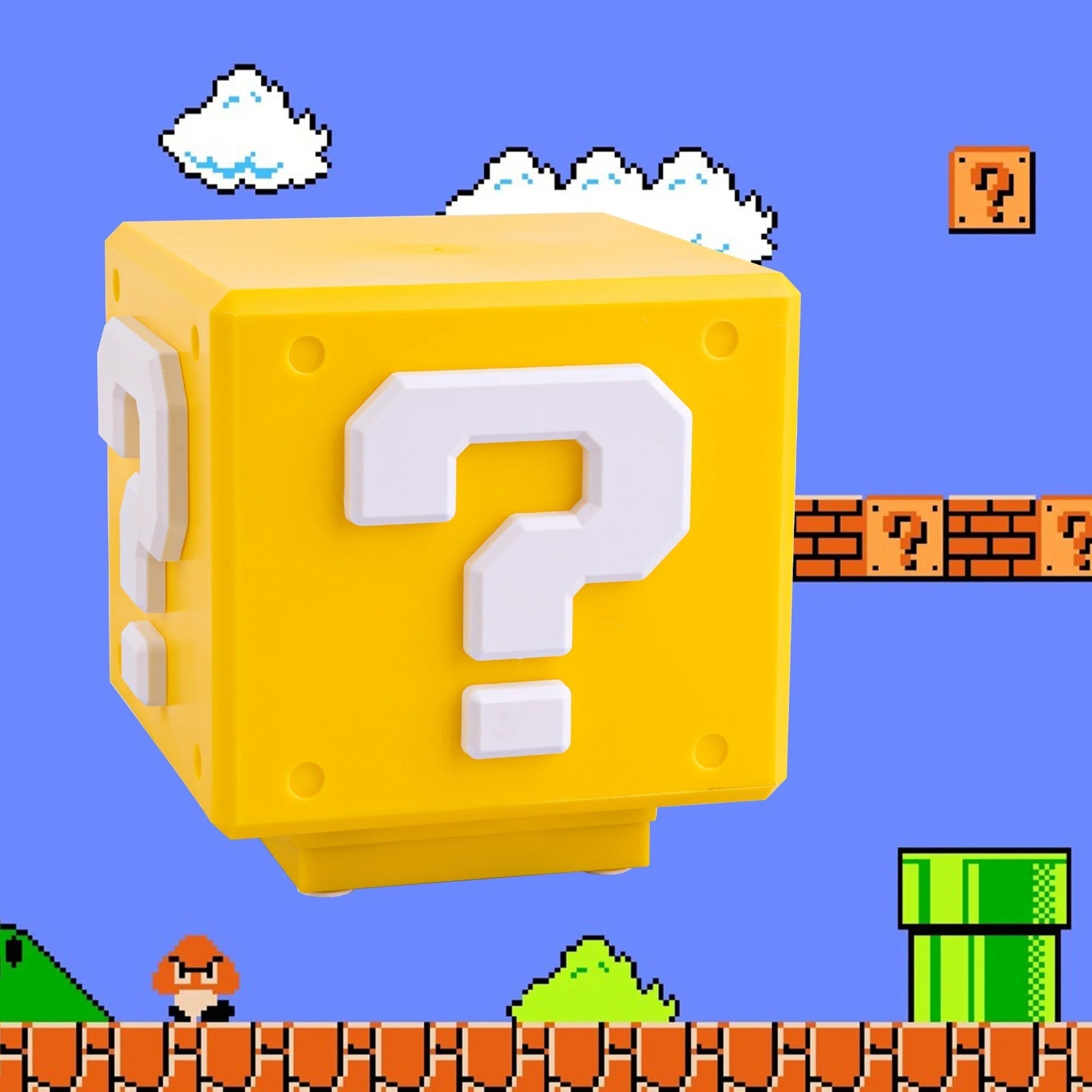 Power-Up Block natlampe - Super Mario-inspireret spildekor