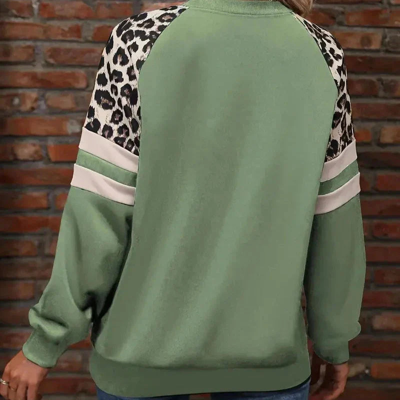 Luna Casual Langærmet Sweatshirt med Leopardmønster