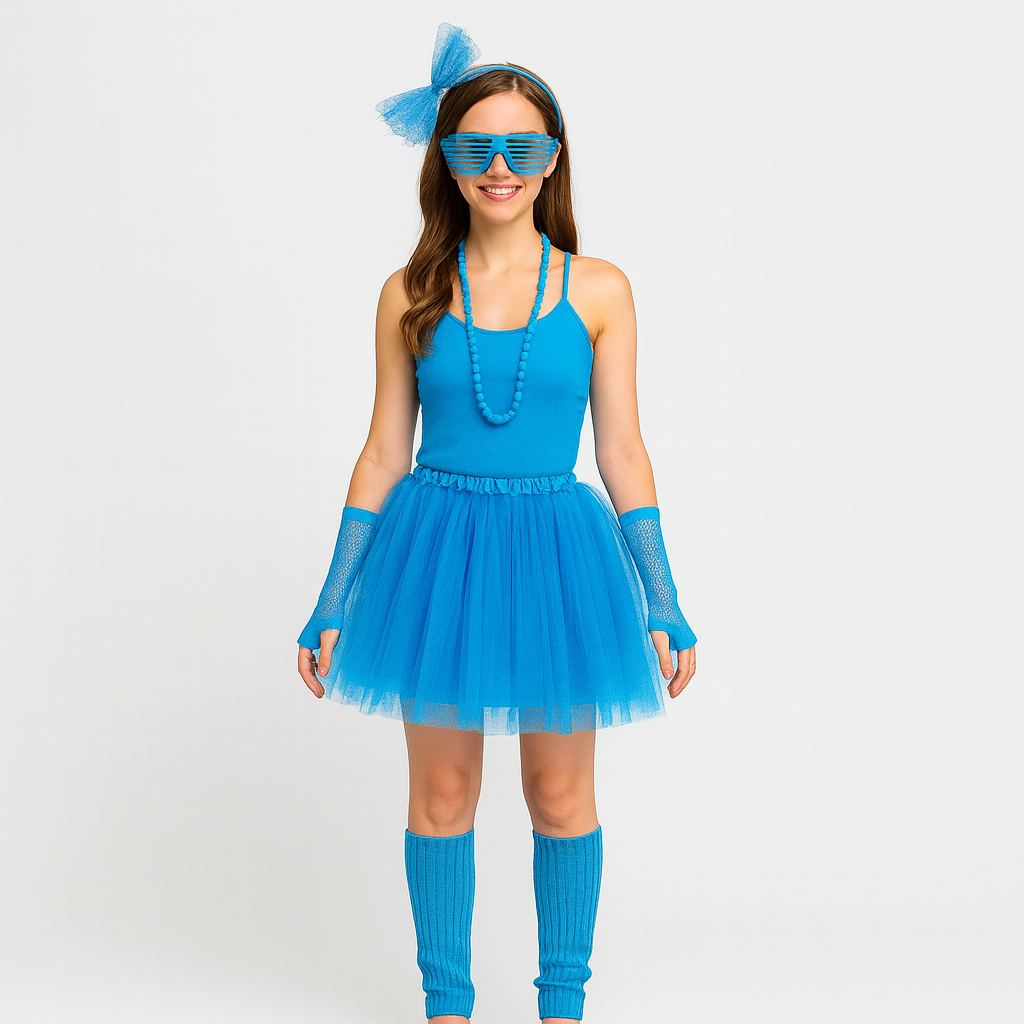 80'erne Damen kostumesæt – Retro 6-delt outfit til fest og Halloween