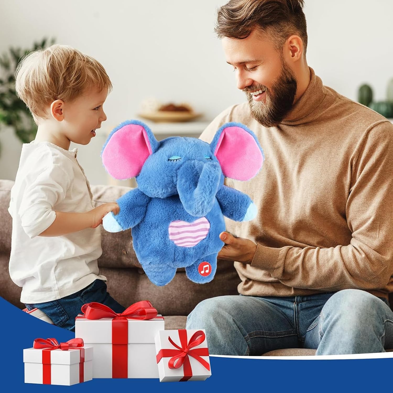 Sovetryg Plys Elefant – Beroligende Bamse med Åndedræt, Lys og Lyd