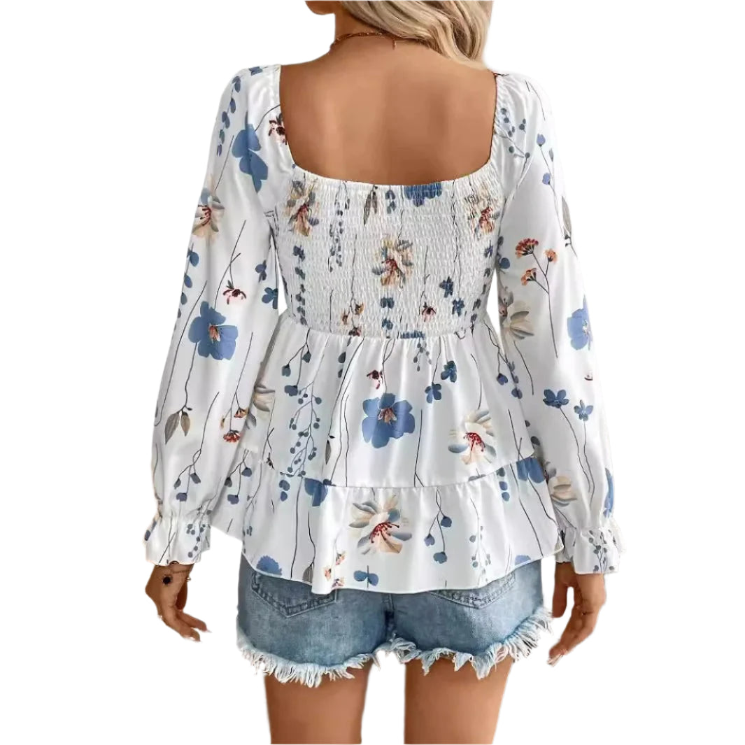 Ylva - Elegant Blomstret Langærmet Bluse