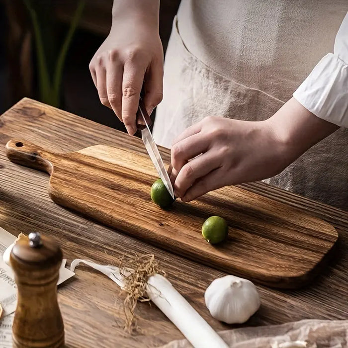 RusticChef - Træskærebræt med håndtag til madlavning og servering