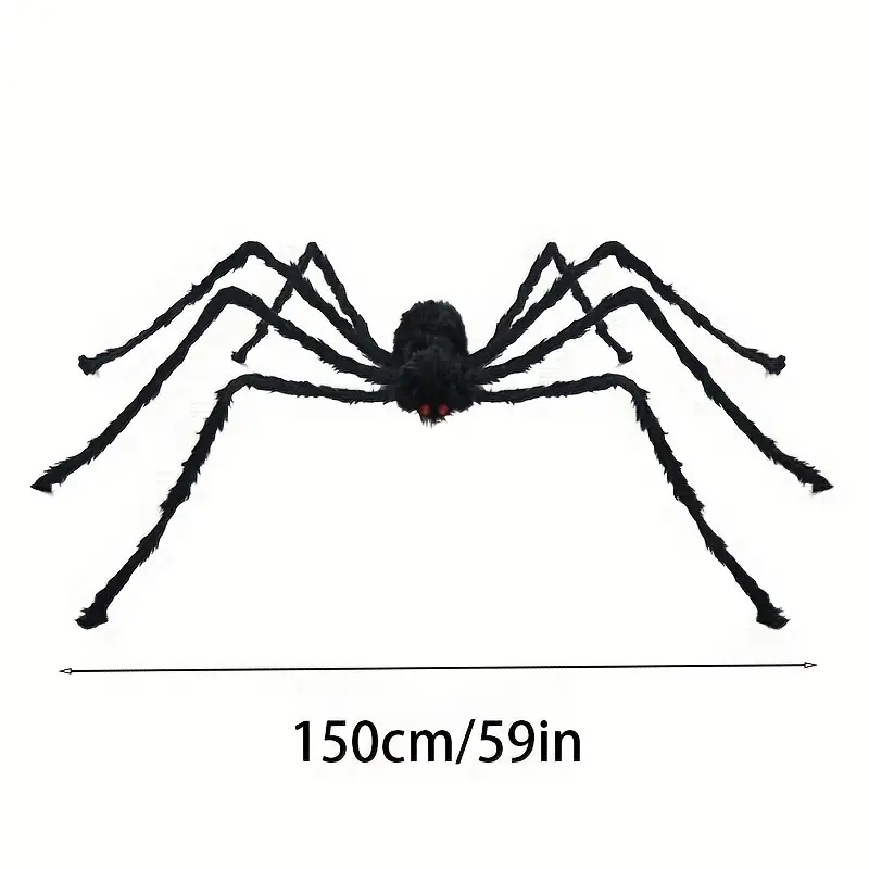 DarkCrawl Kæmpe Edderkop 150 cm – Sort Halloween Dekoration til Hus og Have