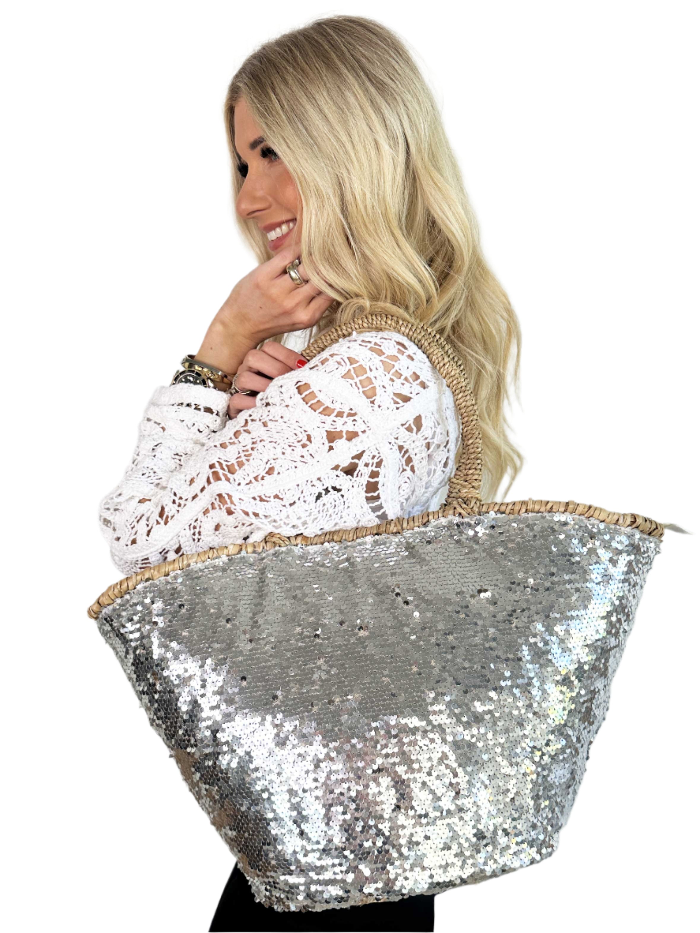 Florenda - Chic Raffia og Pailletter skuldertaske