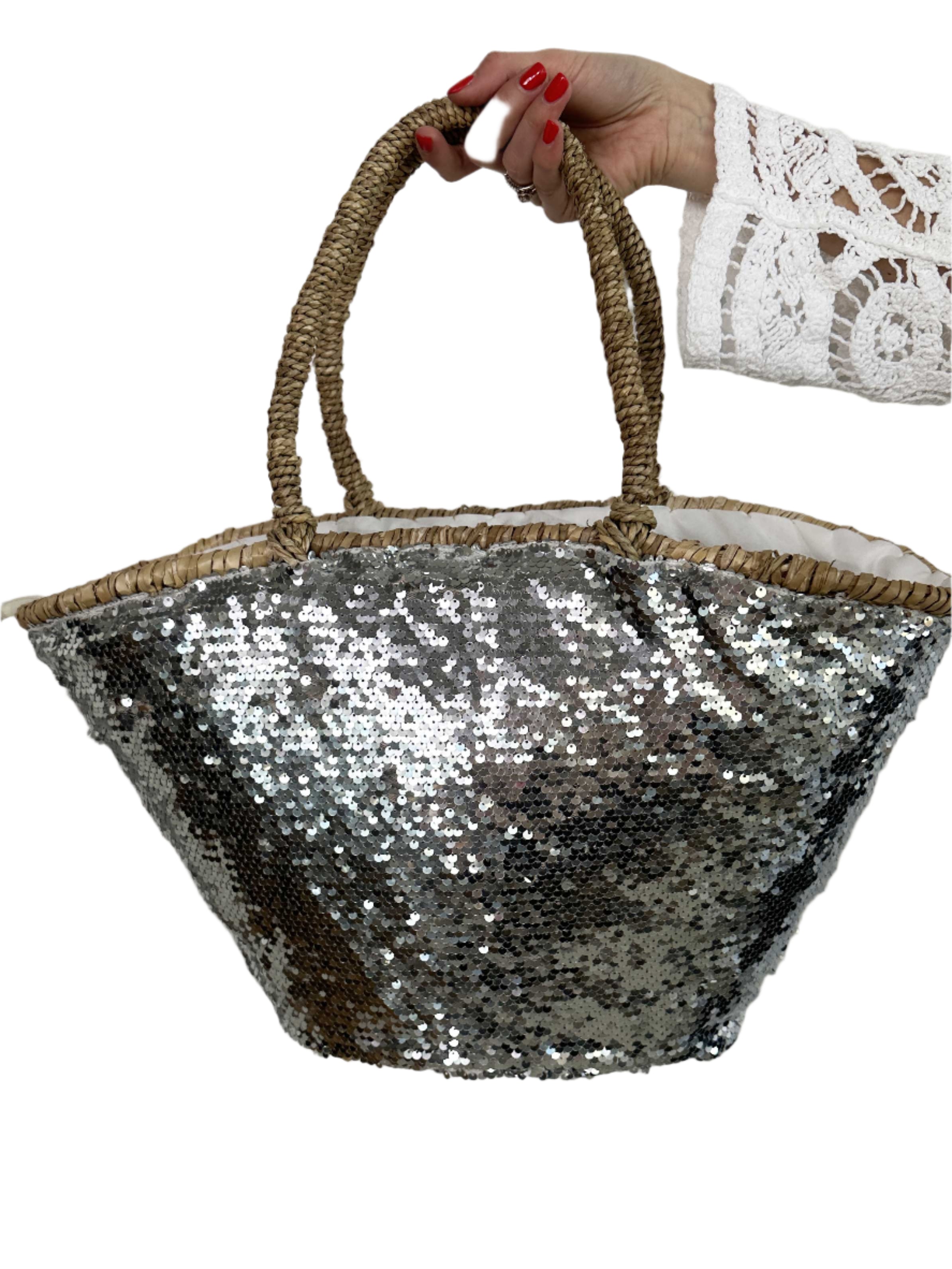 Florenda - Chic Raffia og Pailletter skuldertaske
