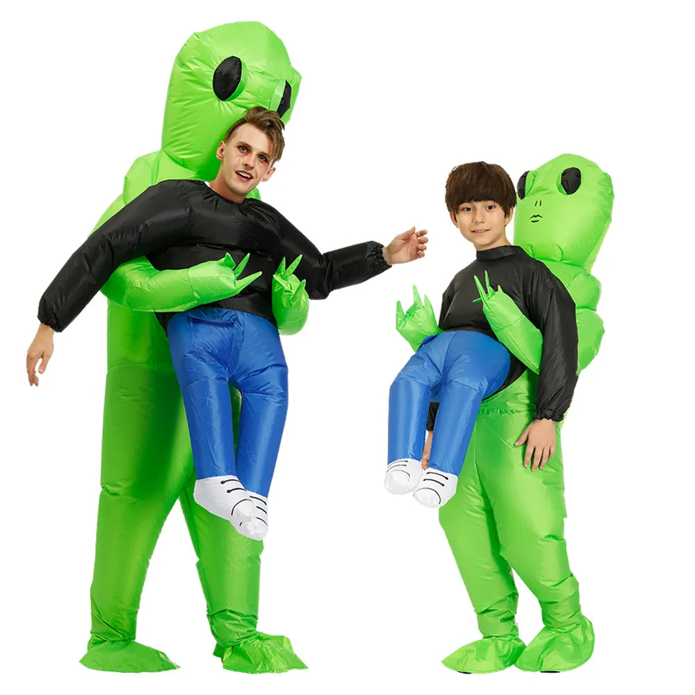 Oppusteligt Alien-kostume – Sjovt kostume til børn og voksne, Hurtig og nem at puste op, Fås i 2 størrelser