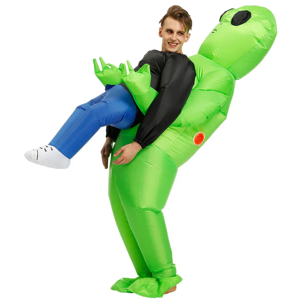 Oppusteligt Alien-kostume – Sjovt kostume til børn og voksne, Hurtig og nem at puste op, Fås i 2 størrelser