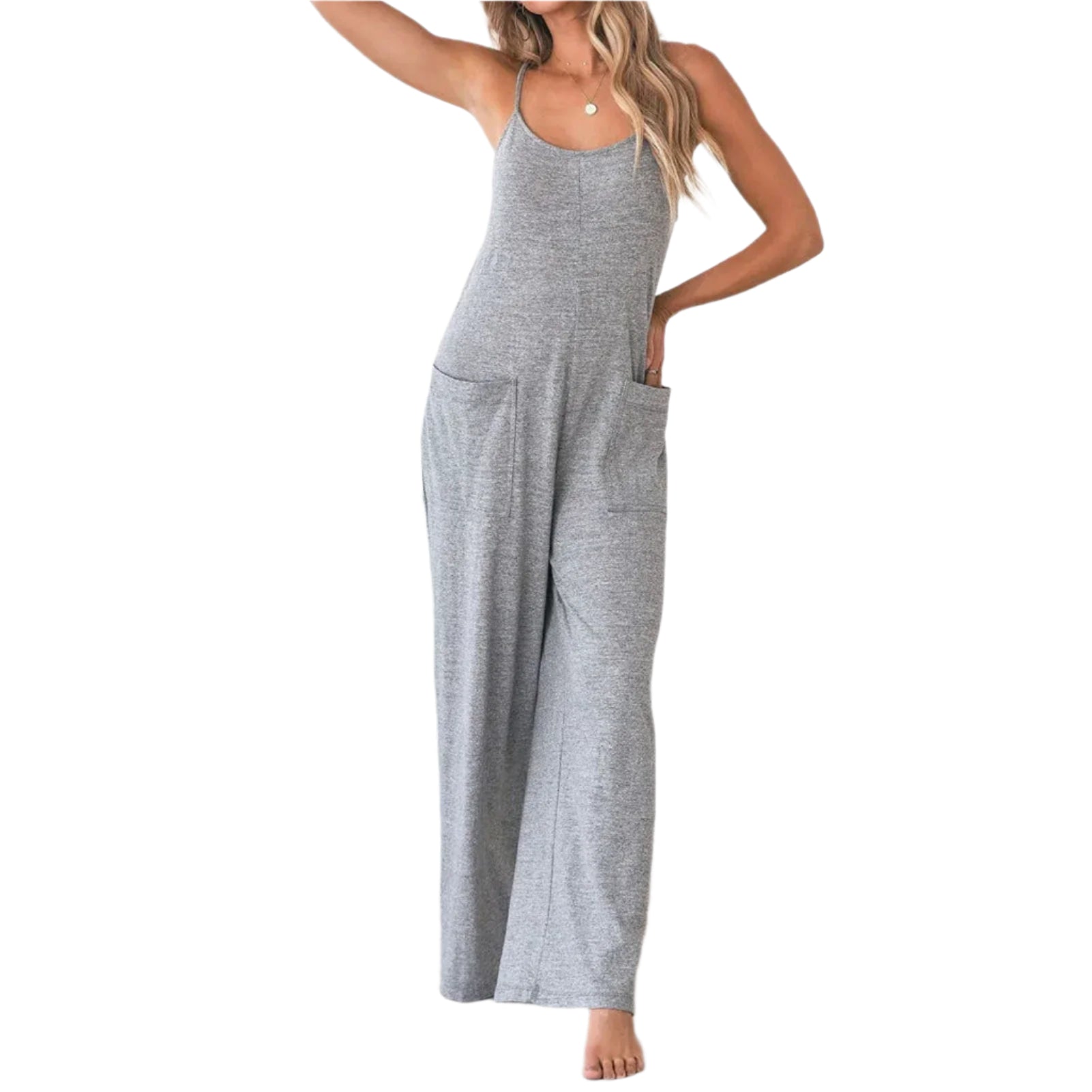 Kathy - Komfortabel Jumpsuit med Vide Ben og Praktiske Detaljer