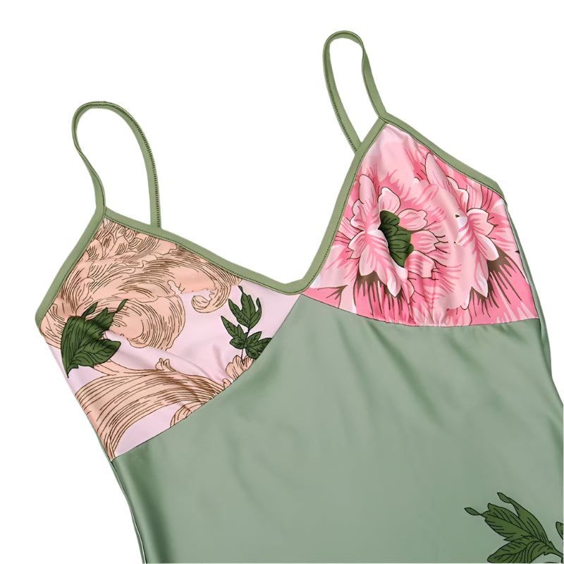 Mathilde Blomsterprintet Bodycon Maxikjole med Spaghettistropper