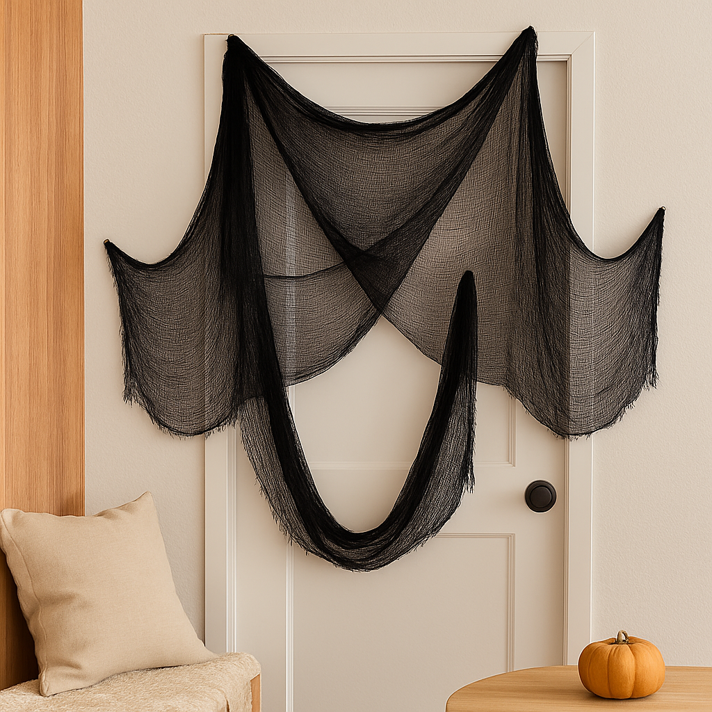 Sort Halloween-Spukhus – Uhyggeligt stof til indendørs- og udendørsdekoration