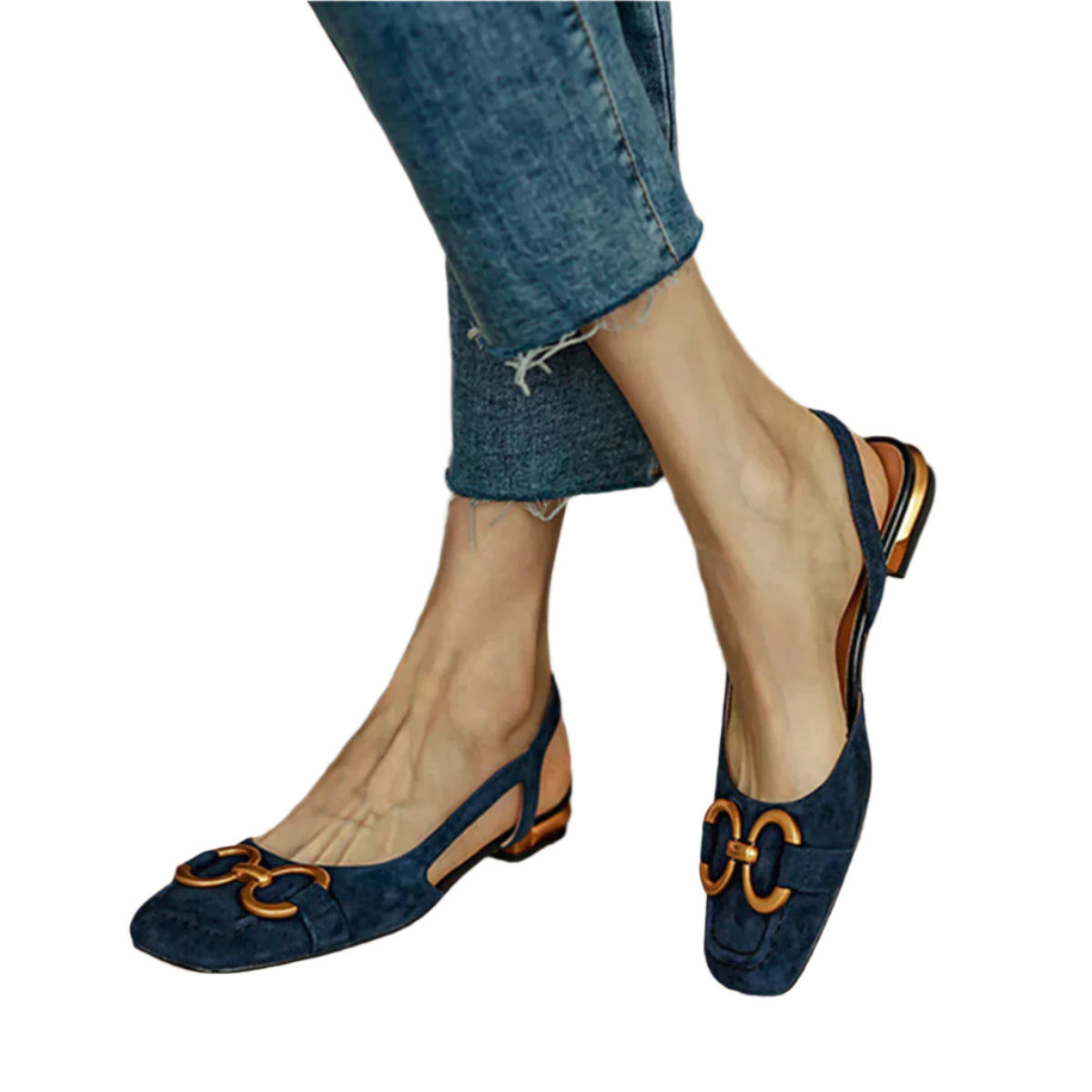 Aria - Elegant Flade Sandaler med Guld Detalje