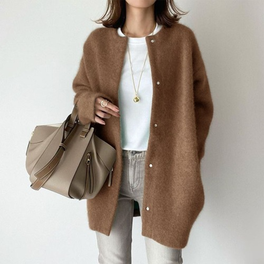 Sofia Elegant Langærmet Cardigan med Lommer