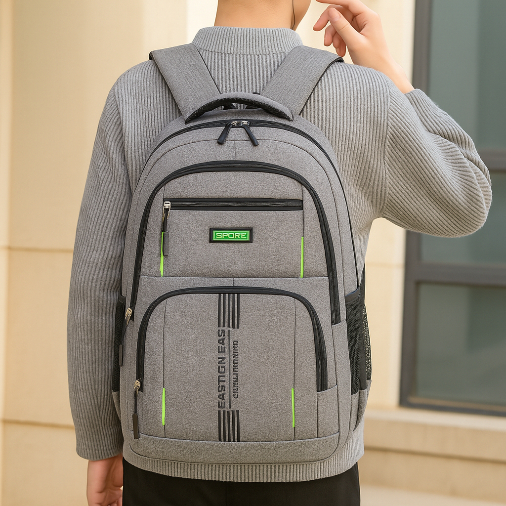 Herreinbackpack med stor kapacitet – Stilfuld rejsetaske med laptoprum og flere lommer