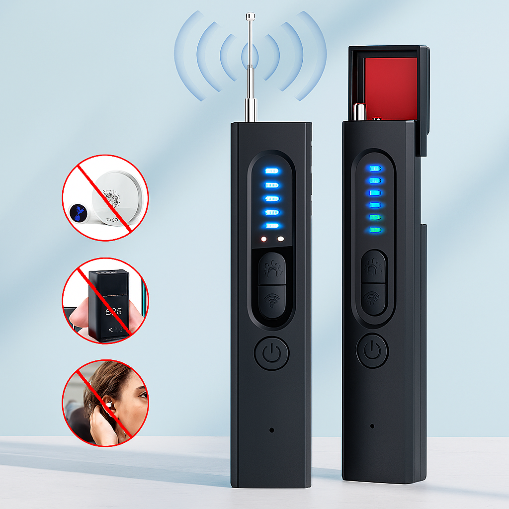 3-i-1-Spionagekamera-Detektor – Justerbar følsomhed, LED-lys & vibrationsalarm