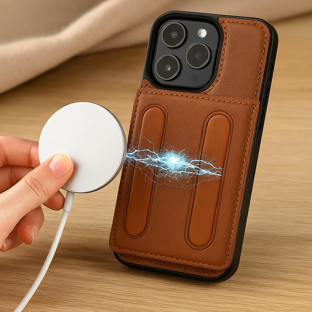 Aftagelig magnetisk pung til iPhone 11–16 Pro Max/Plus – PU-læder, 5 kortlommer, trådløs opladning