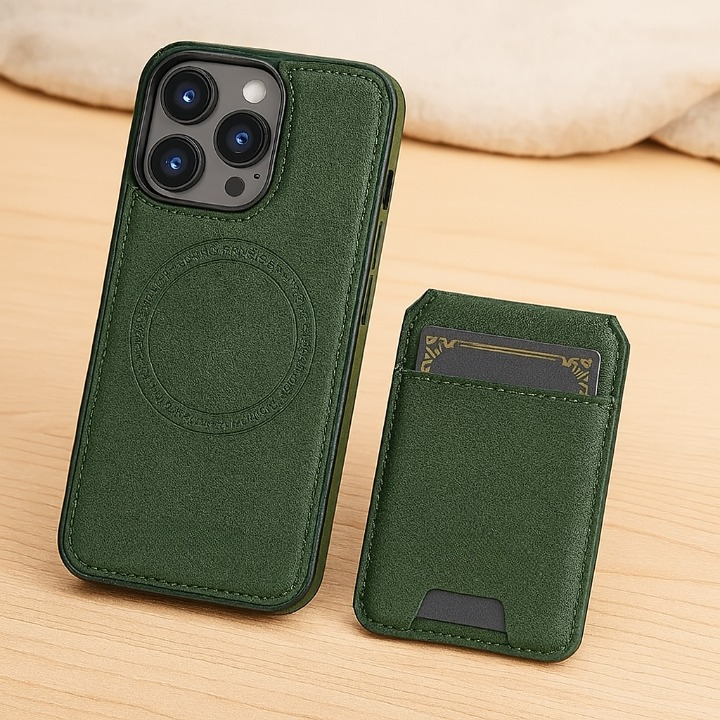 Magnetisk iPhone-kompatibel PU-læderetui med aftageligt 2-i-1-design med kortrum