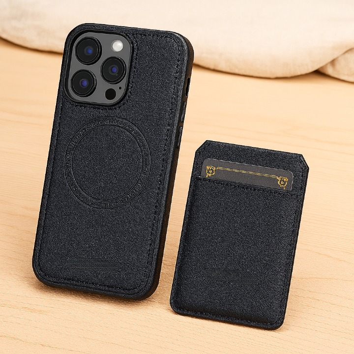 Magnetisk iPhone-kompatibel PU-læderetui med aftageligt 2-i-1-design med kortrum