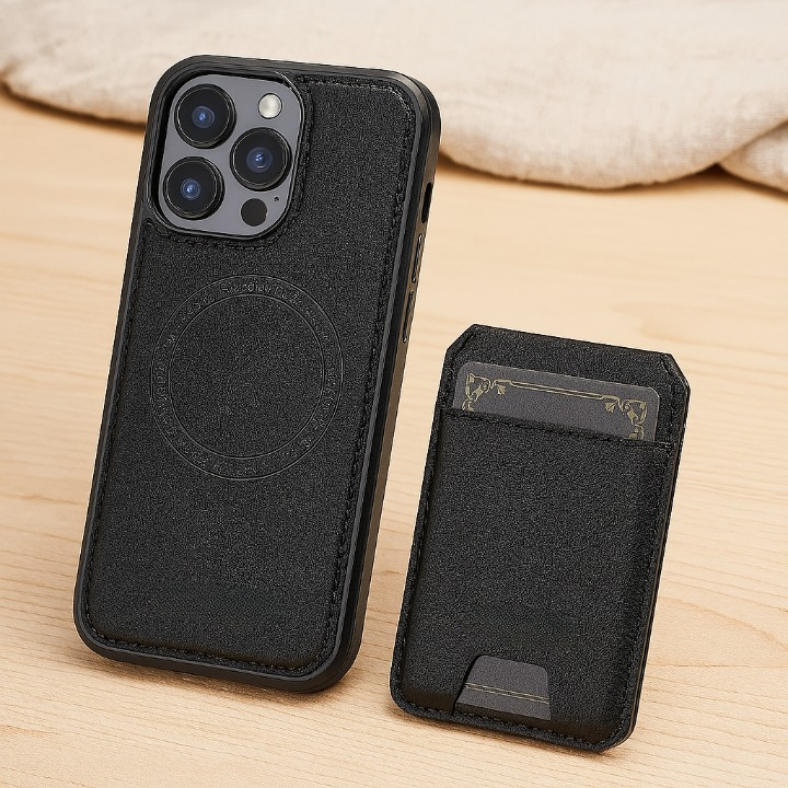 Magnetisk iPhone-kompatibel PU-læderetui med aftageligt 2-i-1-design med kortrum