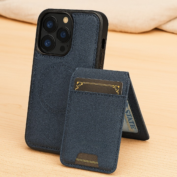 Magnetisk iPhone-kompatibel PU-læderetui med aftageligt 2-i-1-design med kortrum