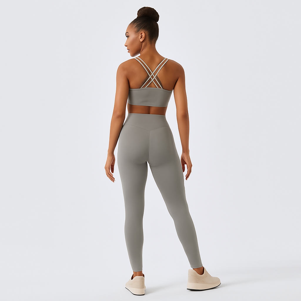 Sømfri Yoga- og Pilates-sæt til kvinder – leggings og top med høj talje, 2-delt sportstøj