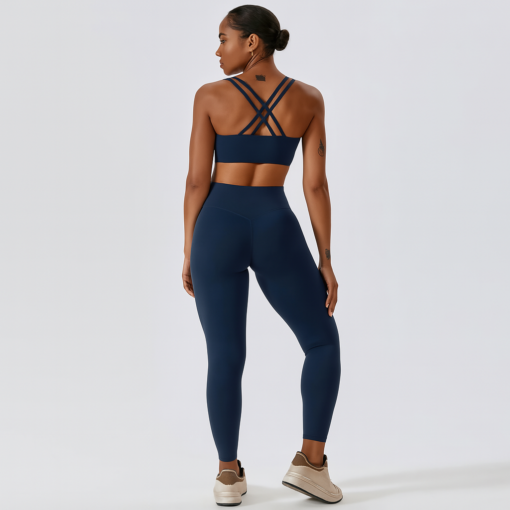 Sømfri Yoga- og Pilates-sæt til kvinder – leggings og top med høj talje, 2-delt sportstøj