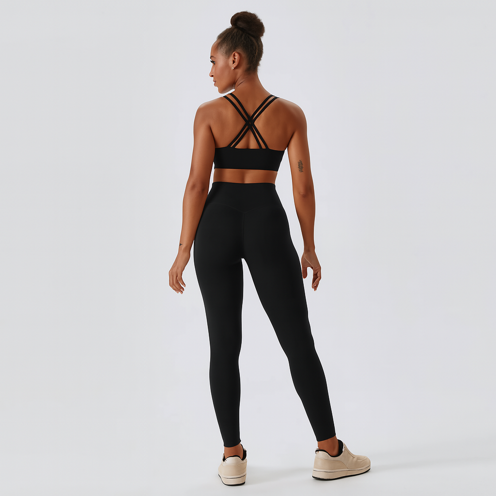 Sømfri Yoga- og Pilates-sæt til kvinder – leggings og top med høj talje, 2-delt sportstøj