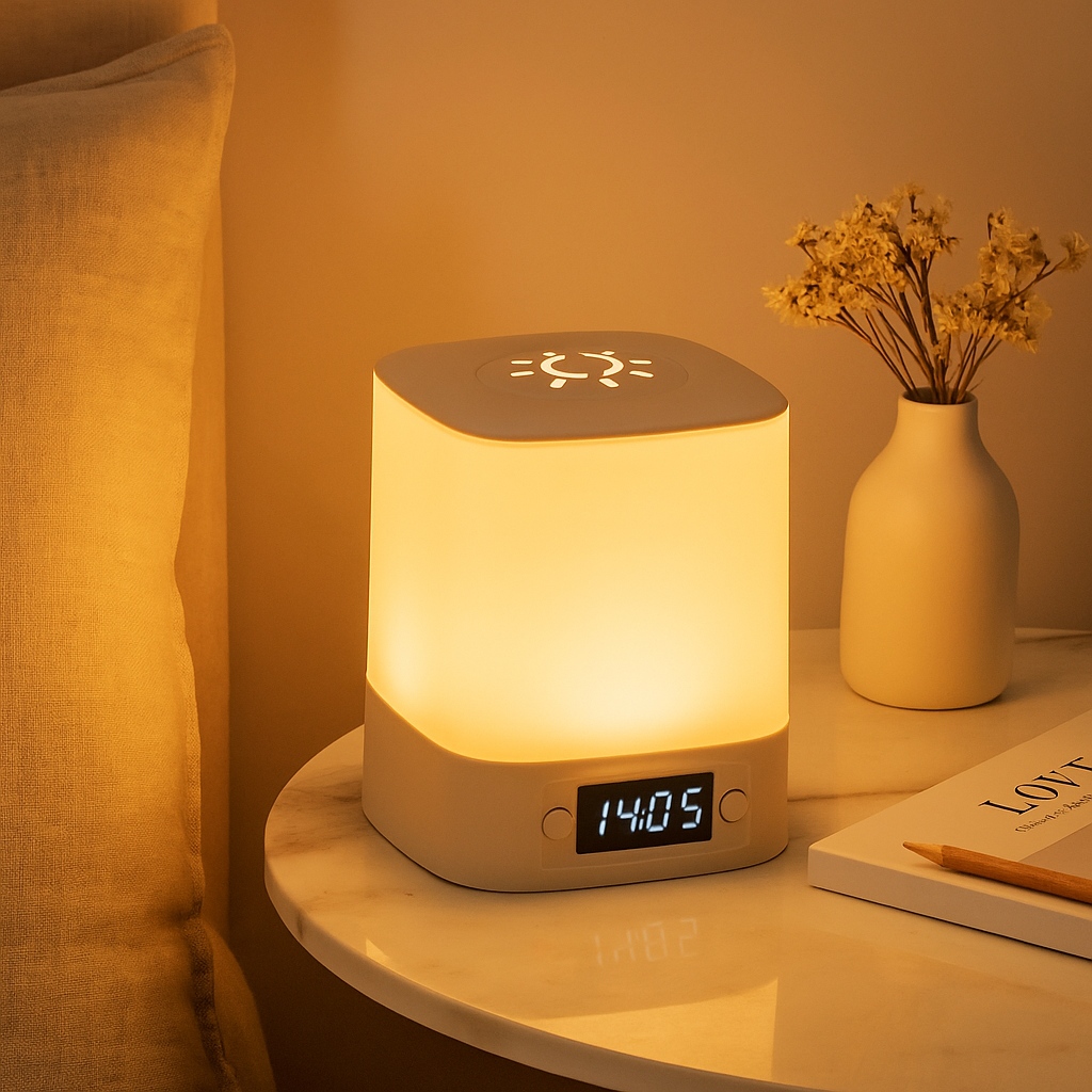 Luminara | LED-natlampe med urdisplay