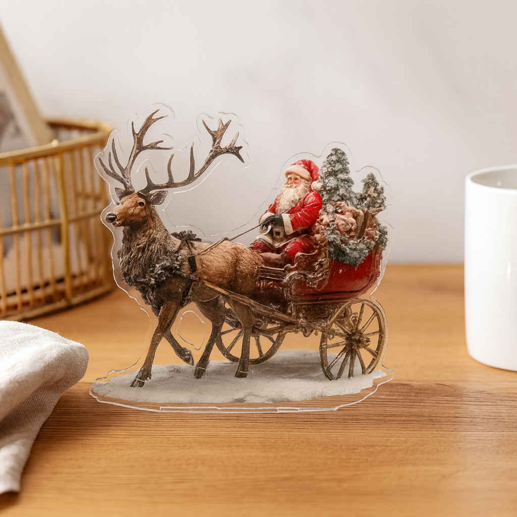 Julemanden ridende rensdyrfigur