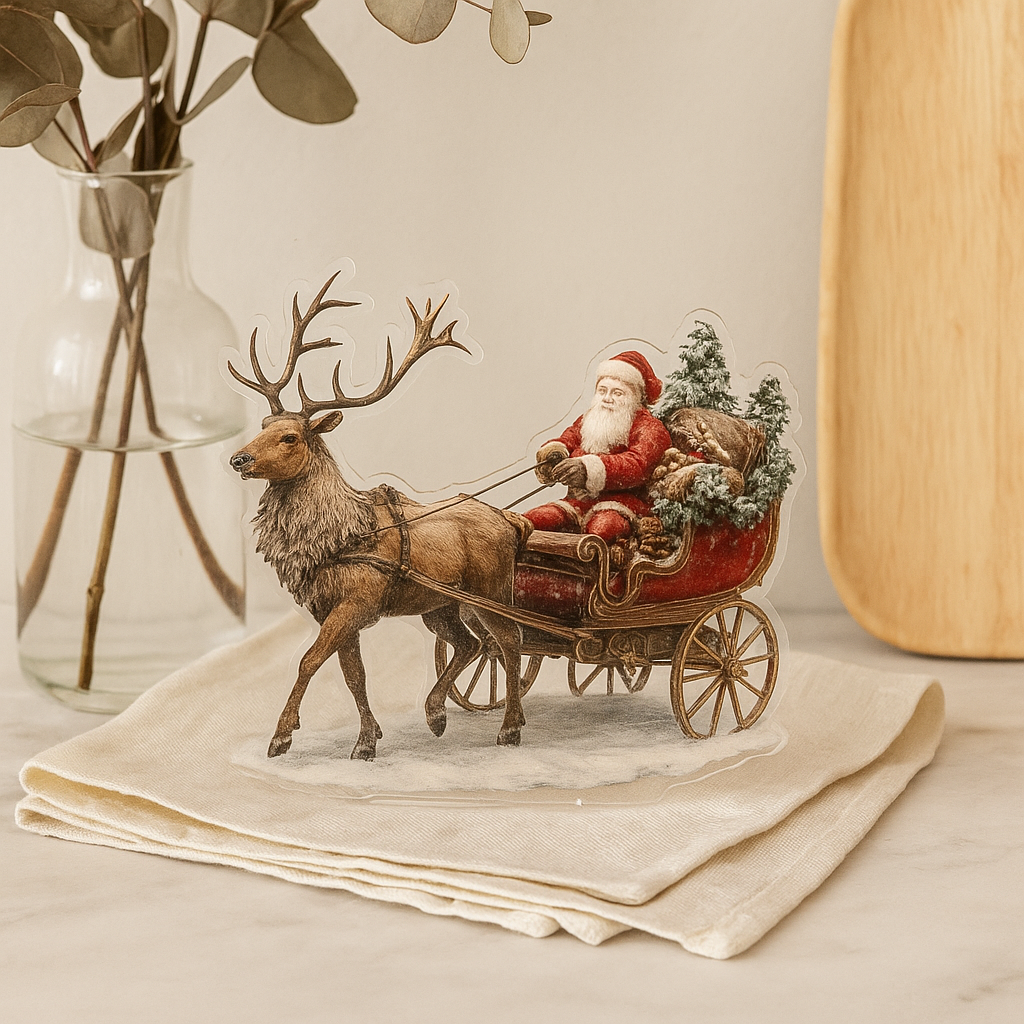 Julemanden ridende rensdyrfigur