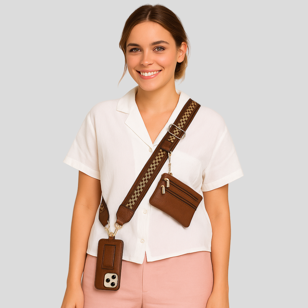 SecureZip | Stilfuld crossbody-telefonholder med pung